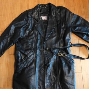 innovations by izzi black leather 3/4 coat medium